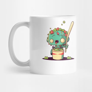 zombie holding chopstick and eating noodle Mug